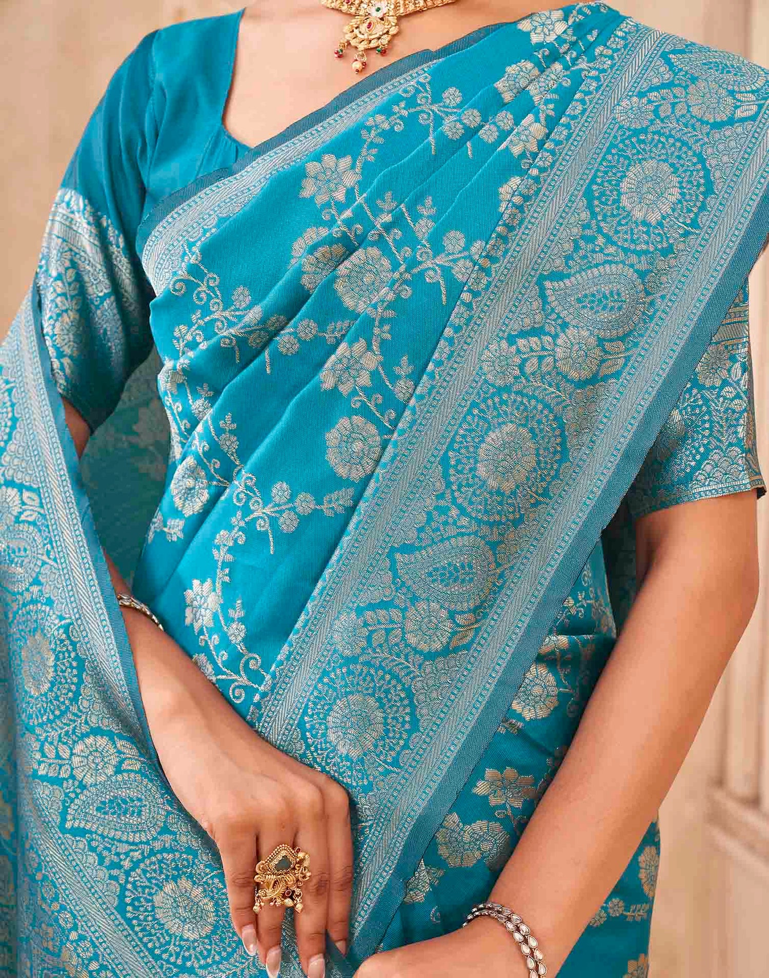 Blue Silk Woven Banarasi Saree