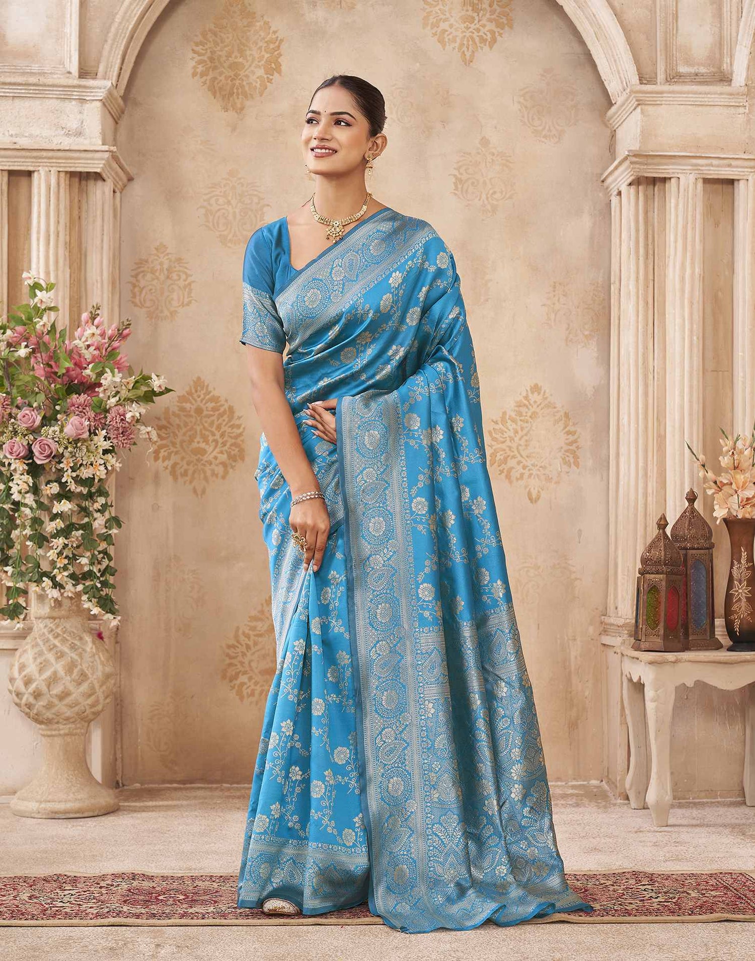 Blue Silk Woven Banarasi Saree
