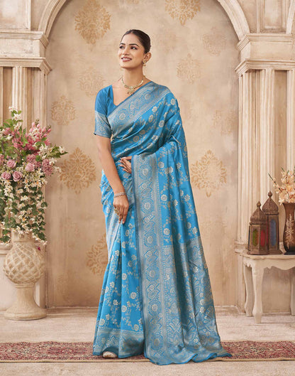 Blue Silk Woven Banarasi Saree