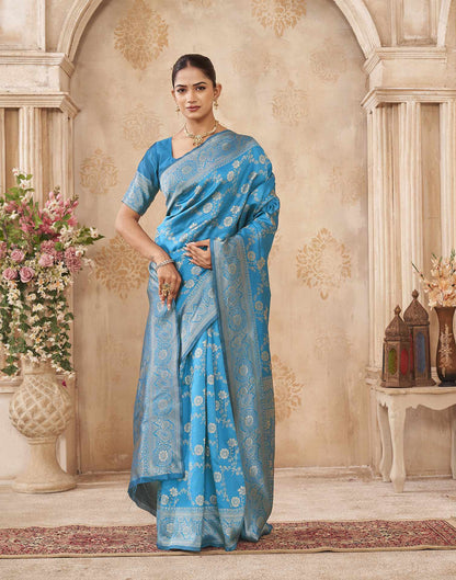Blue Silk Woven Banarasi Saree