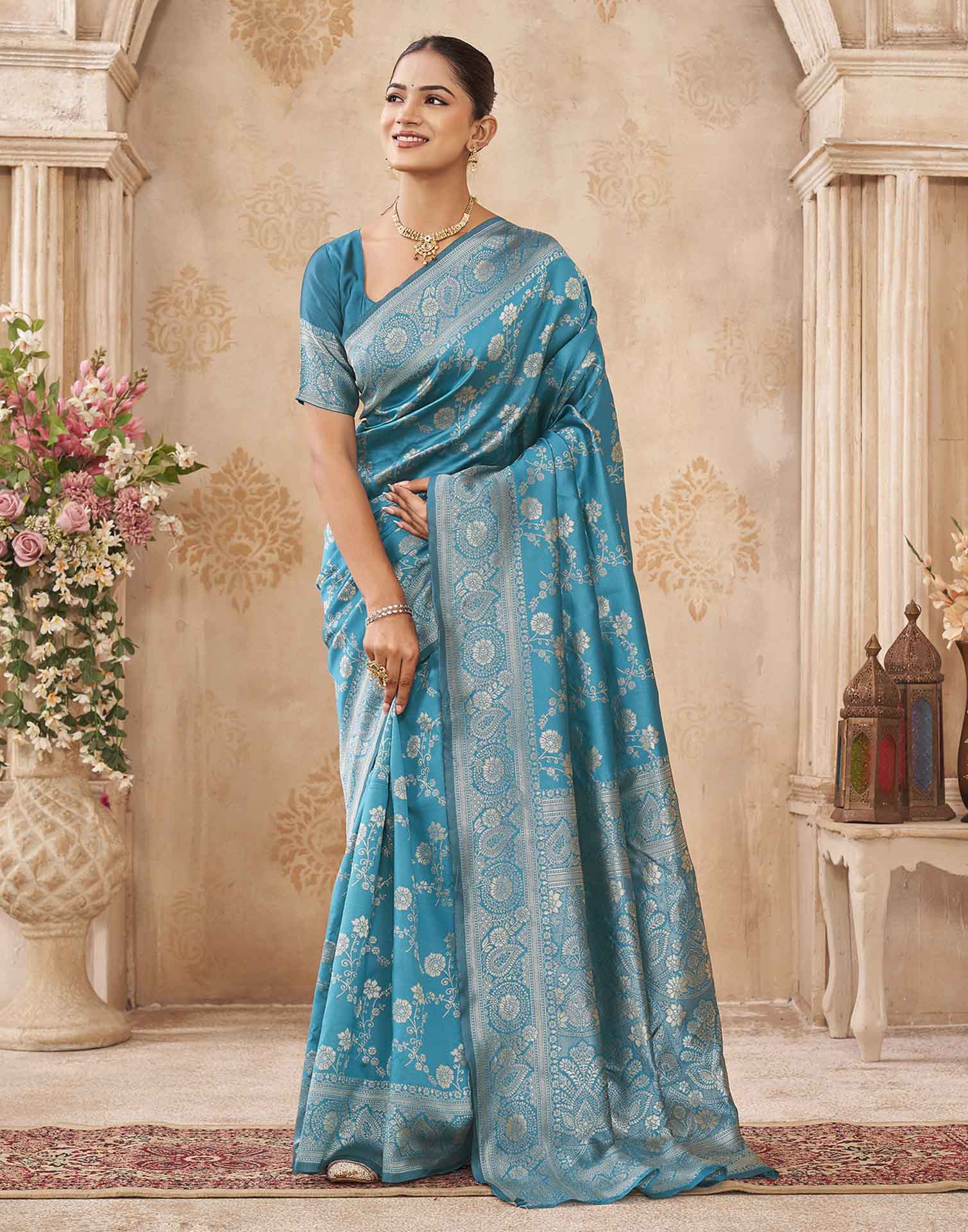Blue Silk Woven Banarasi Saree
