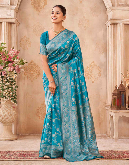 Blue Silk Woven Banarasi Saree