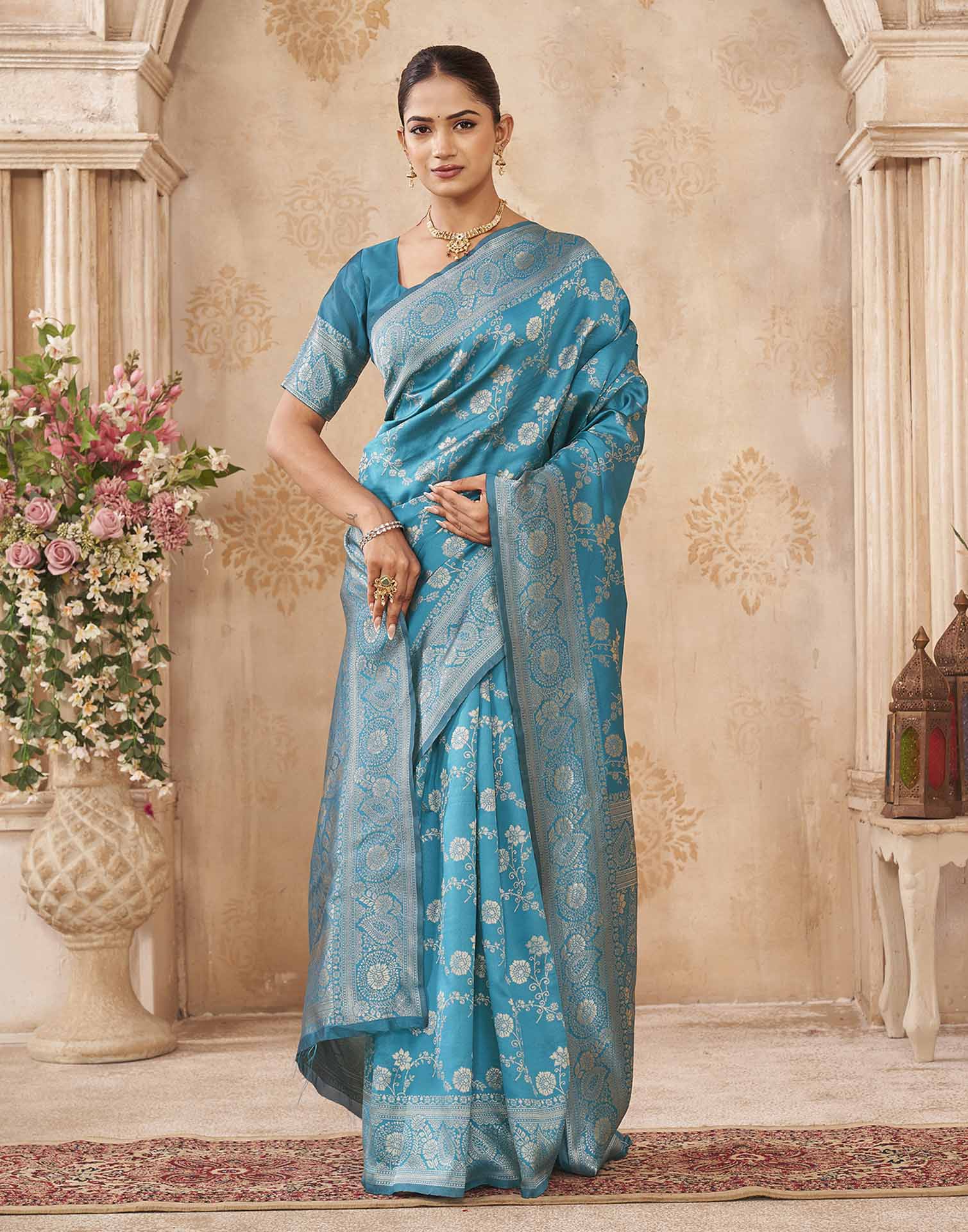 Blue Silk Woven Banarasi Saree