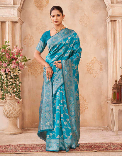 Blue Silk Woven Banarasi Saree