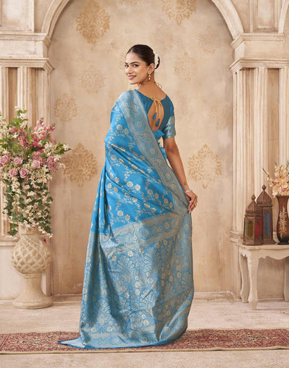 Blue Silk Woven Banarasi Saree