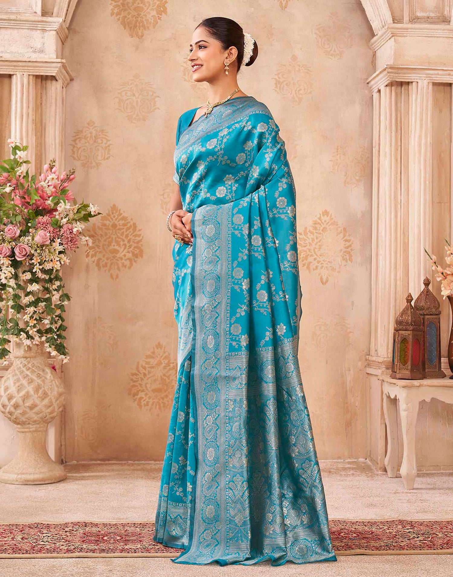 Blue Silk Woven Banarasi Saree