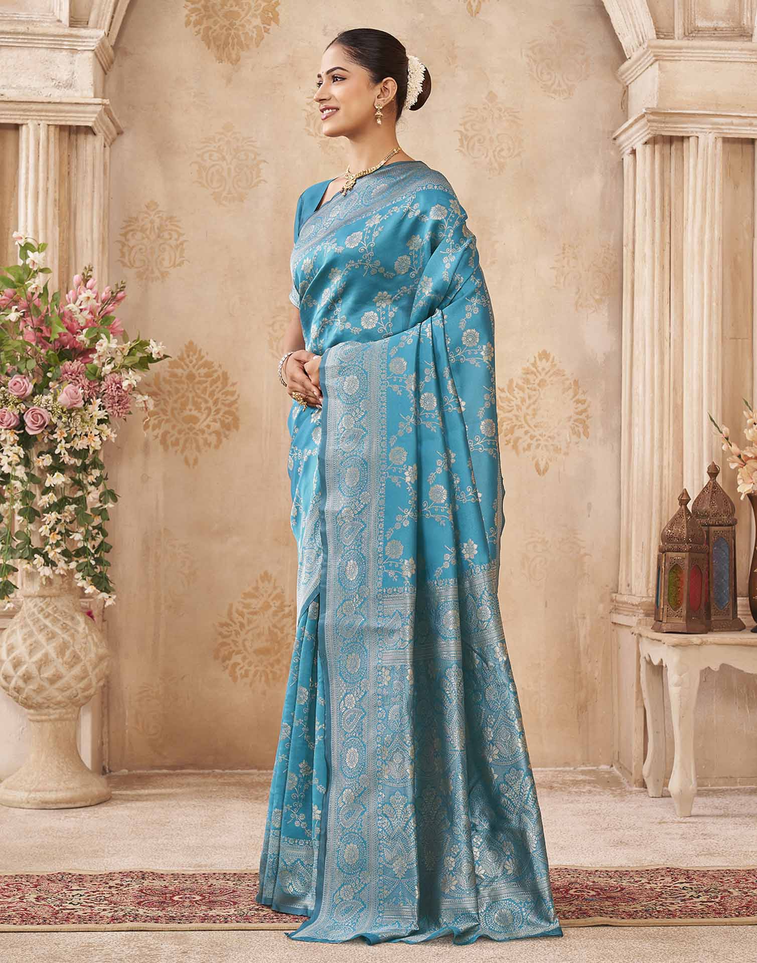 Blue Silk Woven Banarasi Saree