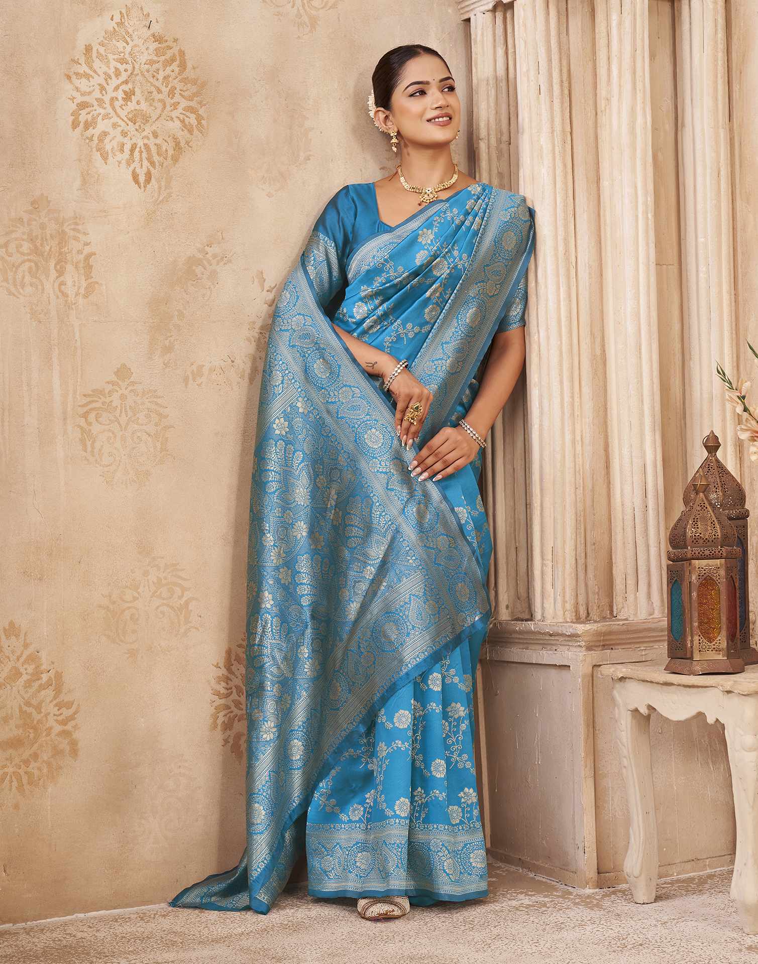Blue Silk Woven Banarasi Saree
