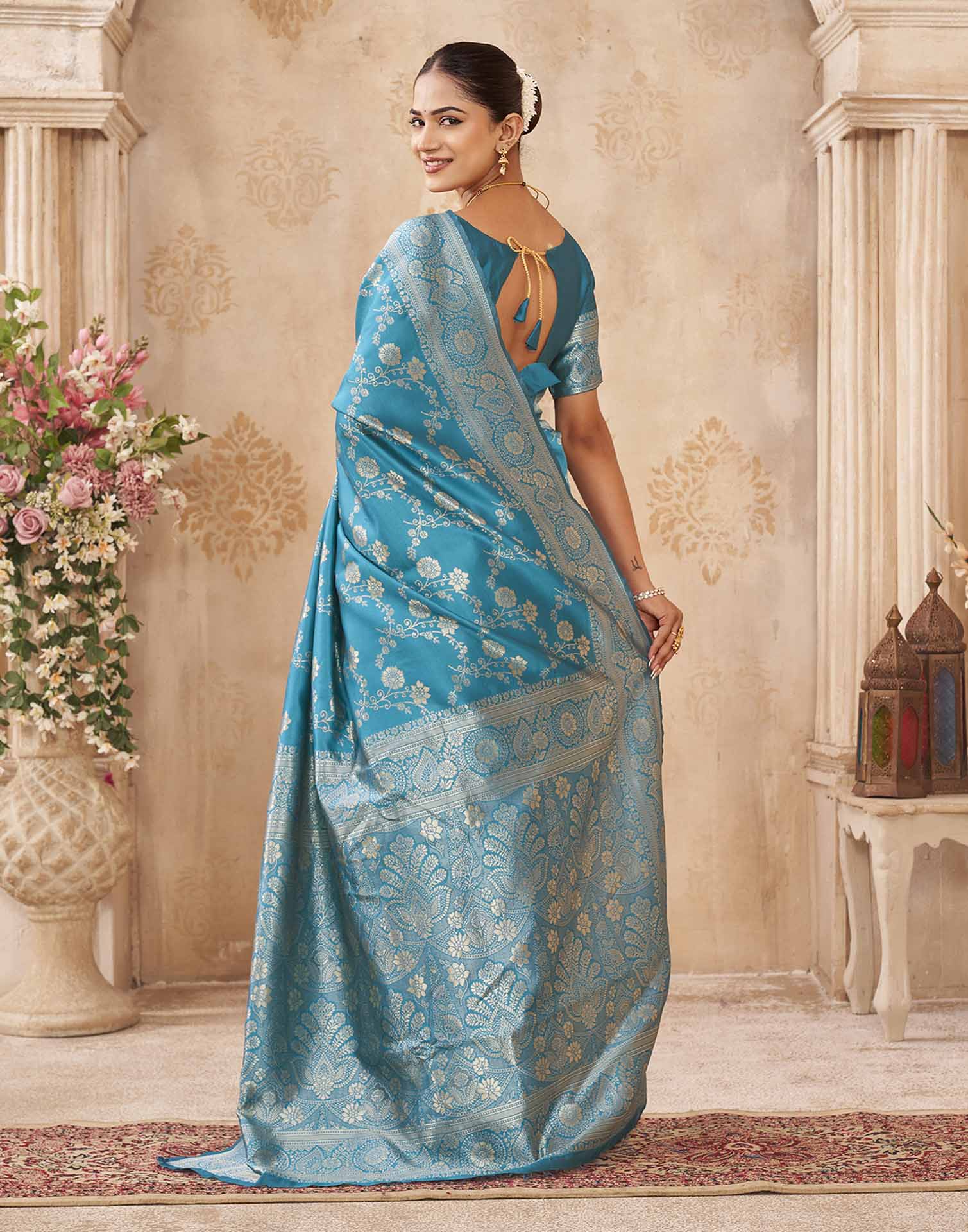 Blue Silk Woven Banarasi Saree
