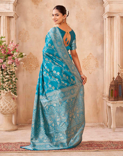 Blue Silk Woven Banarasi Saree