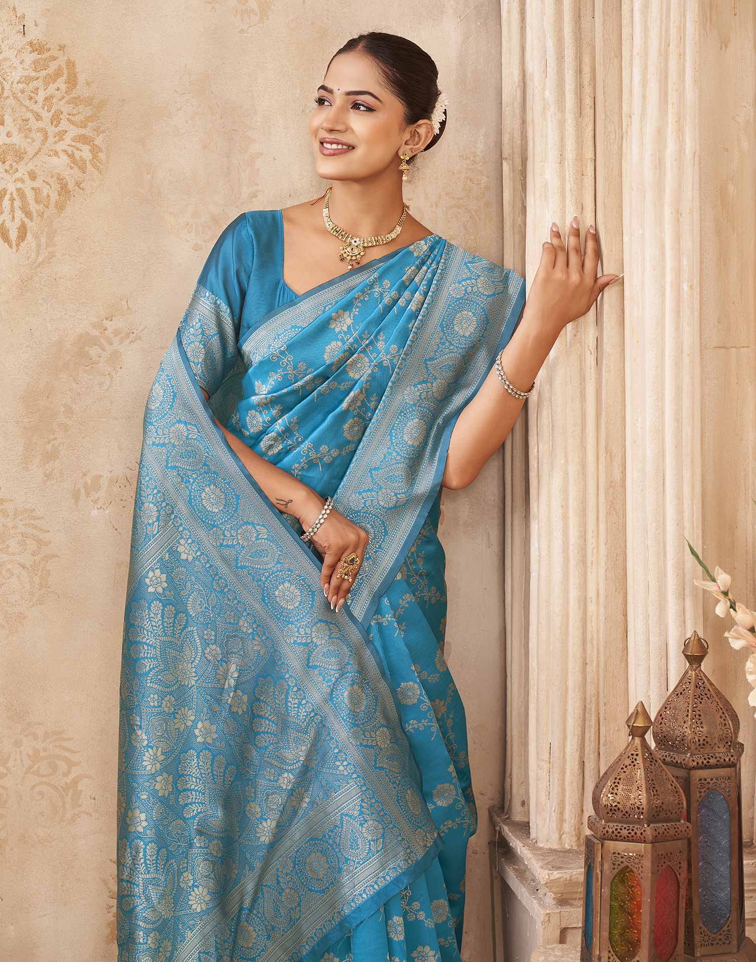 Blue Silk Woven Banarasi Saree