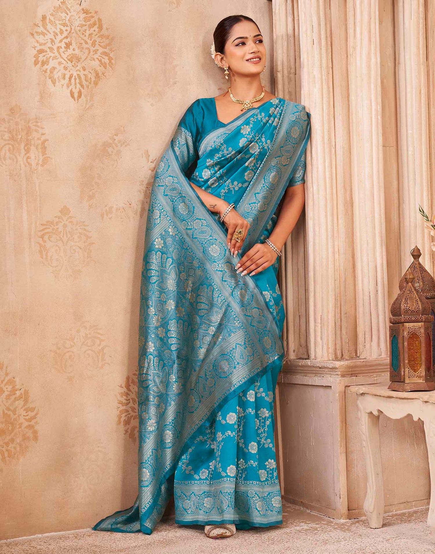Blue Silk Woven Banarasi Saree