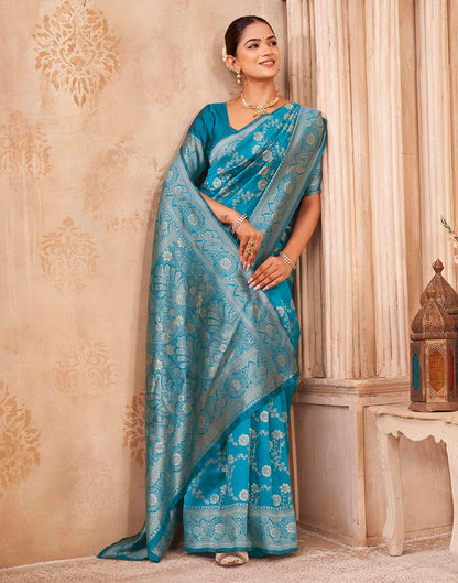 Blue Silk Woven Banarasi Saree
