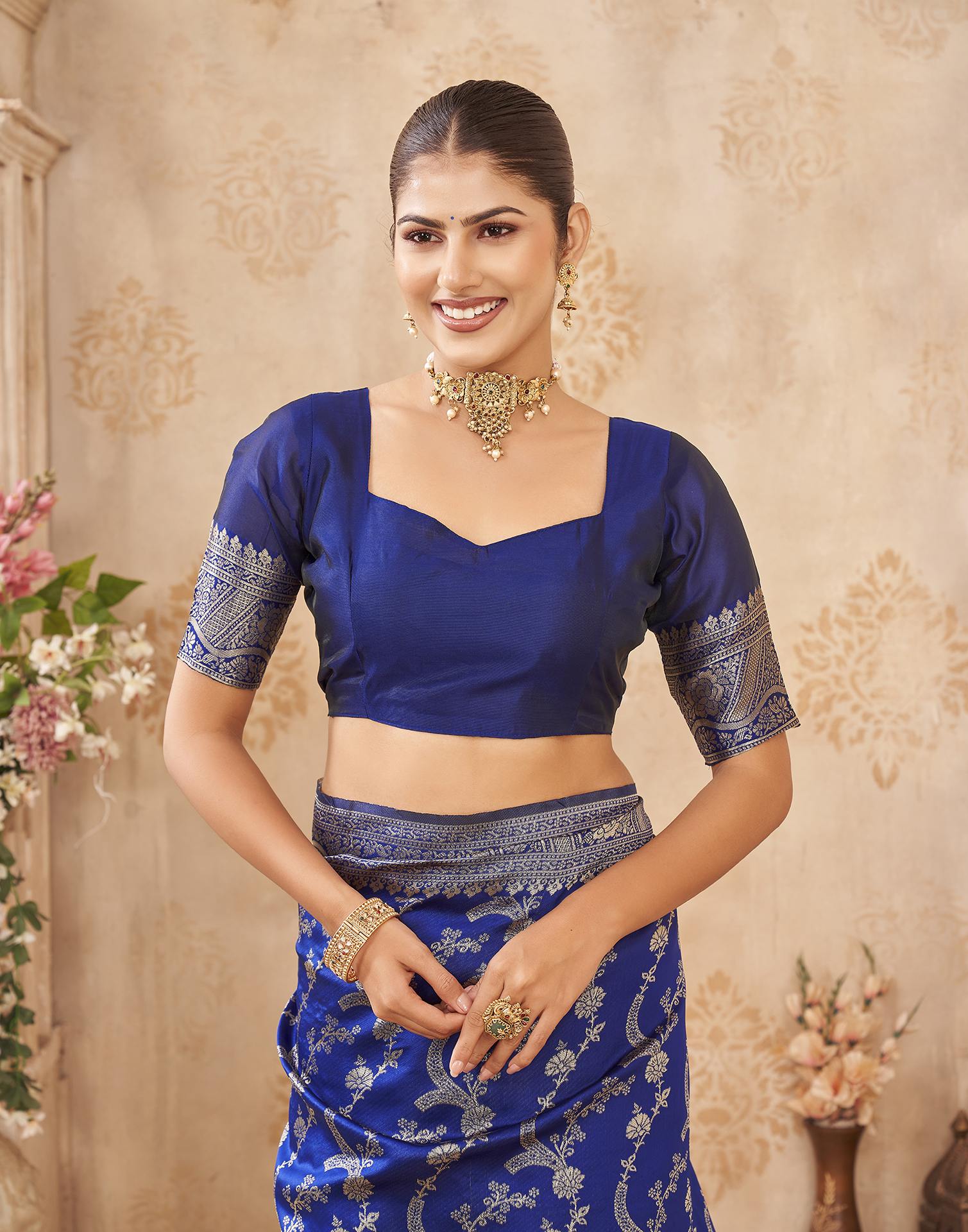 Royal Blue Silk Woven Banarasi Saree