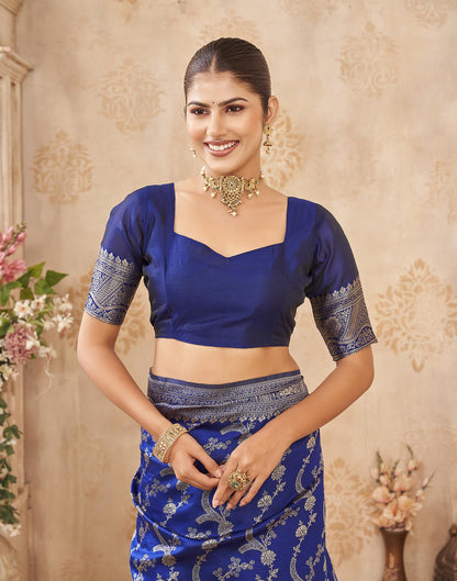 Royal Blue Silk Woven Banarasi Saree