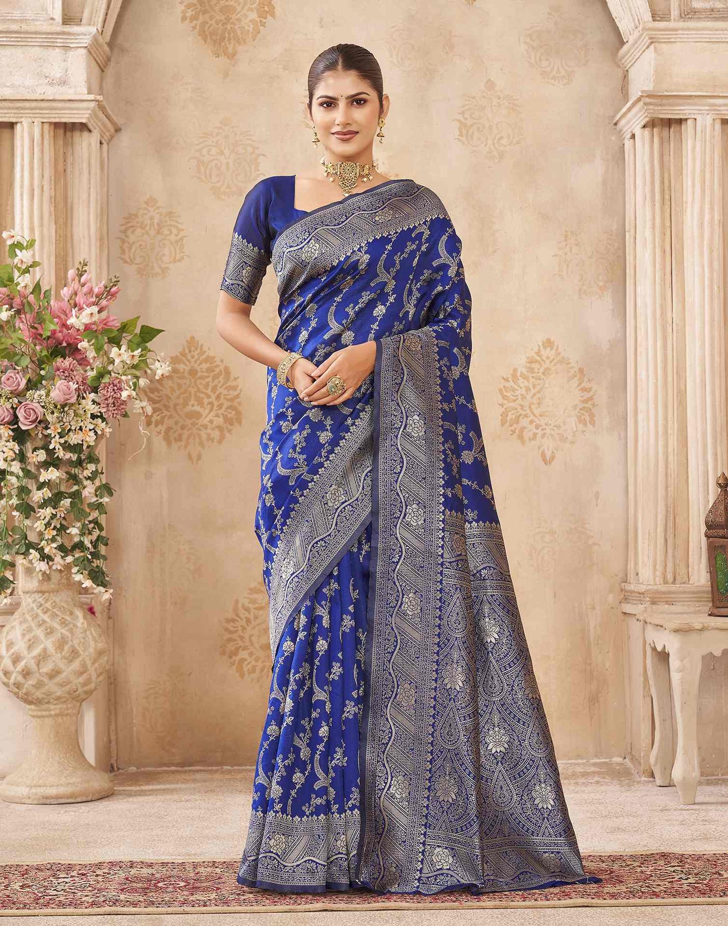 Royal Blue Silk Woven Banarasi Saree