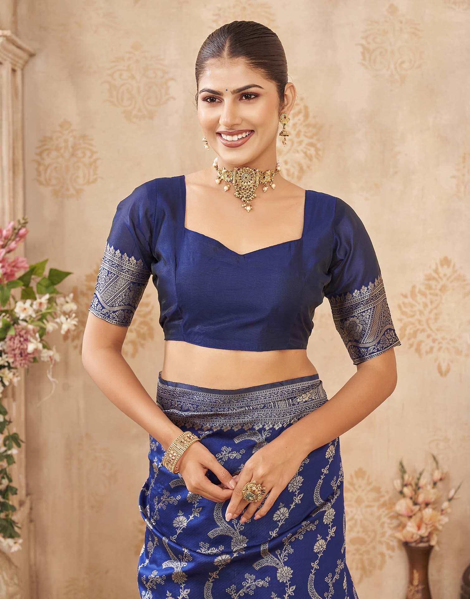 Royal Blue Silk Woven Banarasi Saree