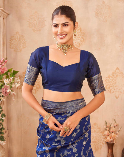 Royal Blue Silk Woven Banarasi Saree