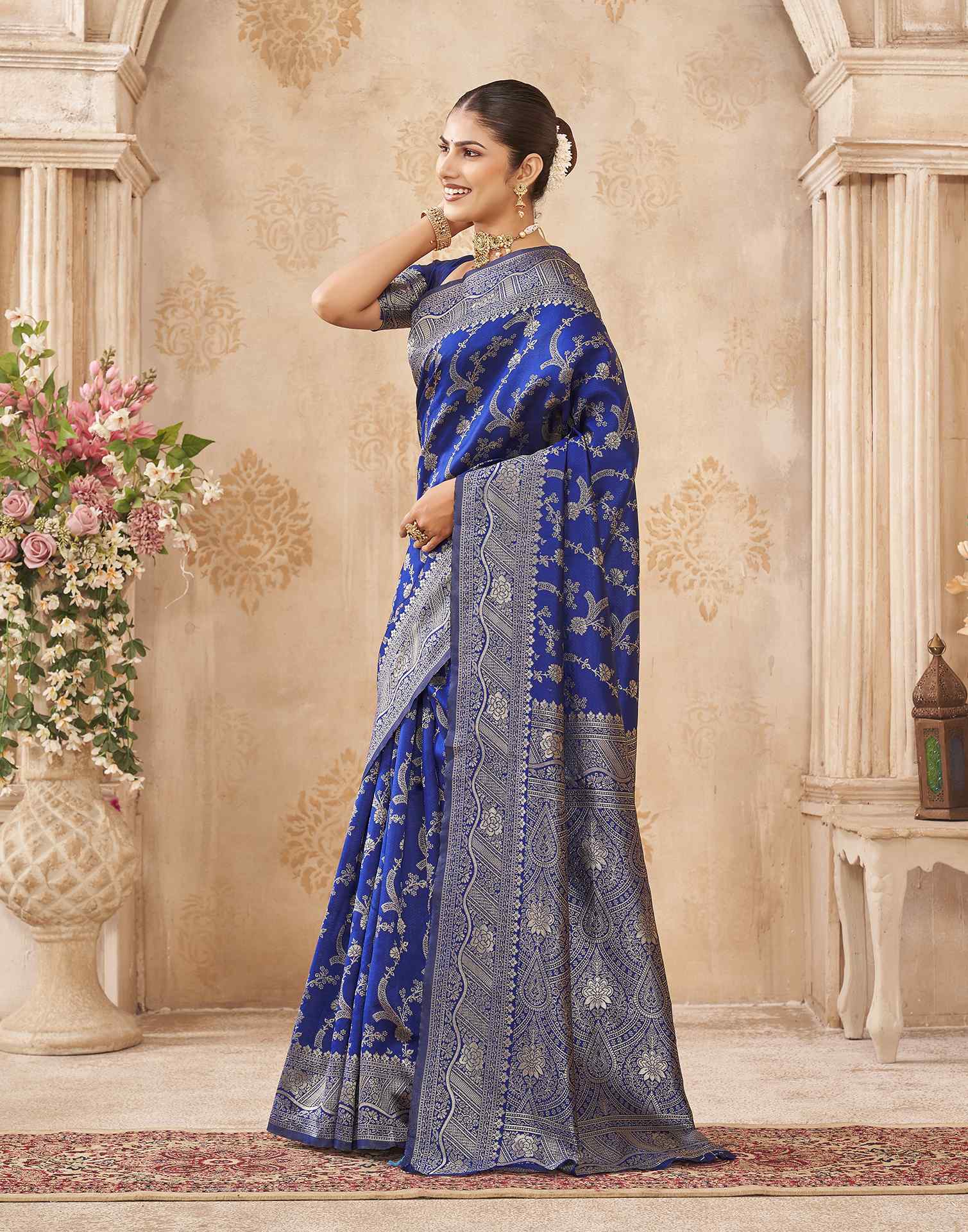 Royal Blue Silk Woven Banarasi Saree