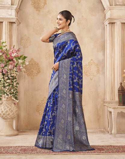 Royal Blue Silk Woven Banarasi Saree