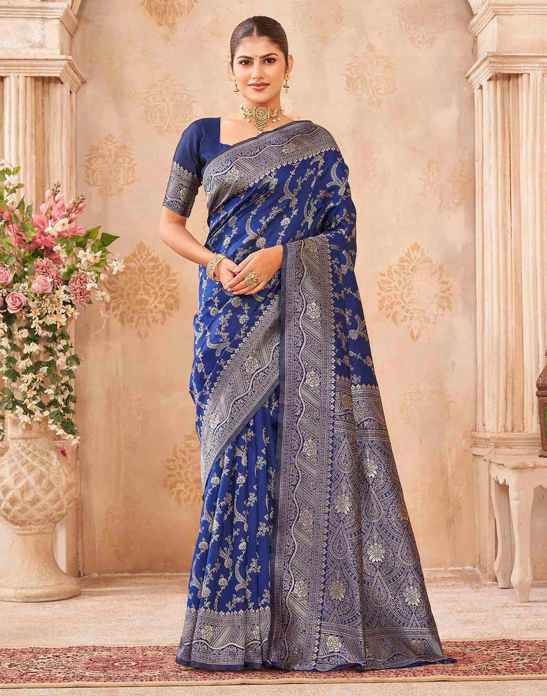 Royal Blue Silk Woven Banarasi Saree