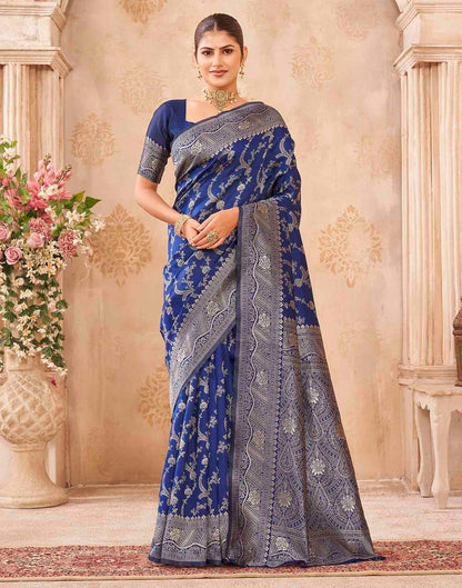 Royal Blue Silk Woven Banarasi Saree