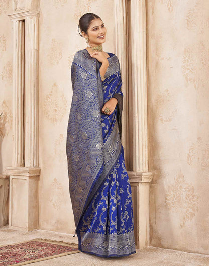 Royal Blue Silk Woven Banarasi Saree