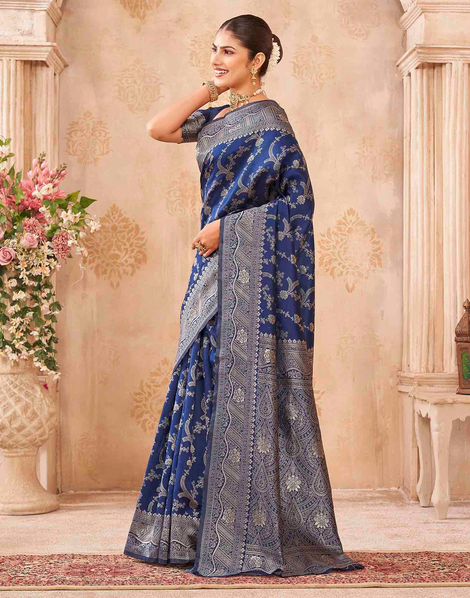 Royal Blue Silk Woven Banarasi Saree