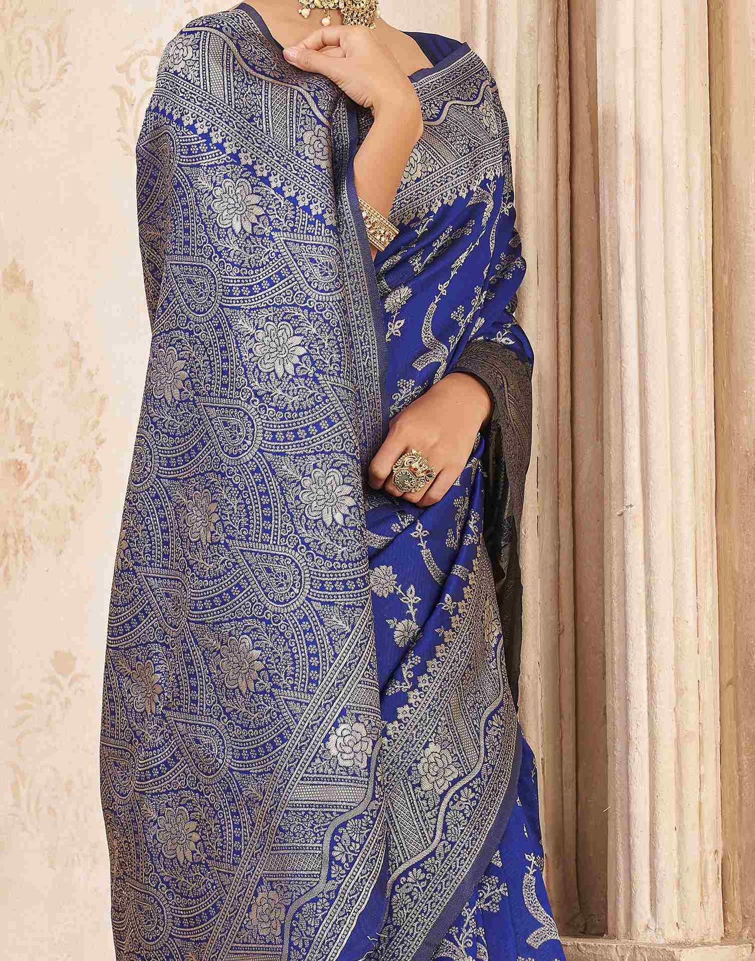 Royal Blue Silk Woven Banarasi Saree