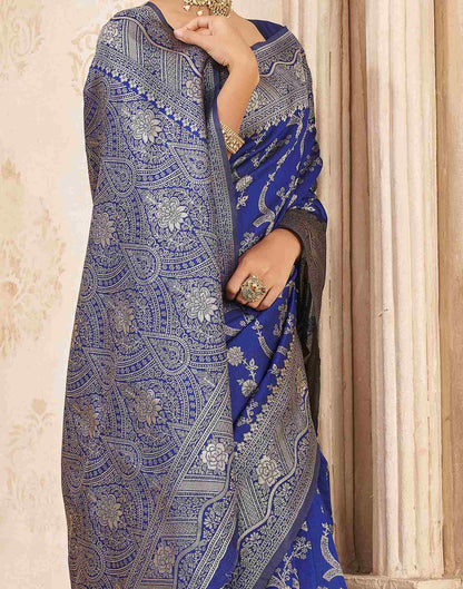 Royal Blue Silk Woven Banarasi Saree