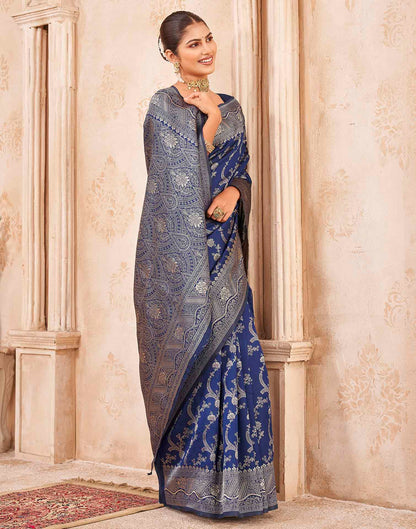 Royal Blue Silk Woven Banarasi Saree
