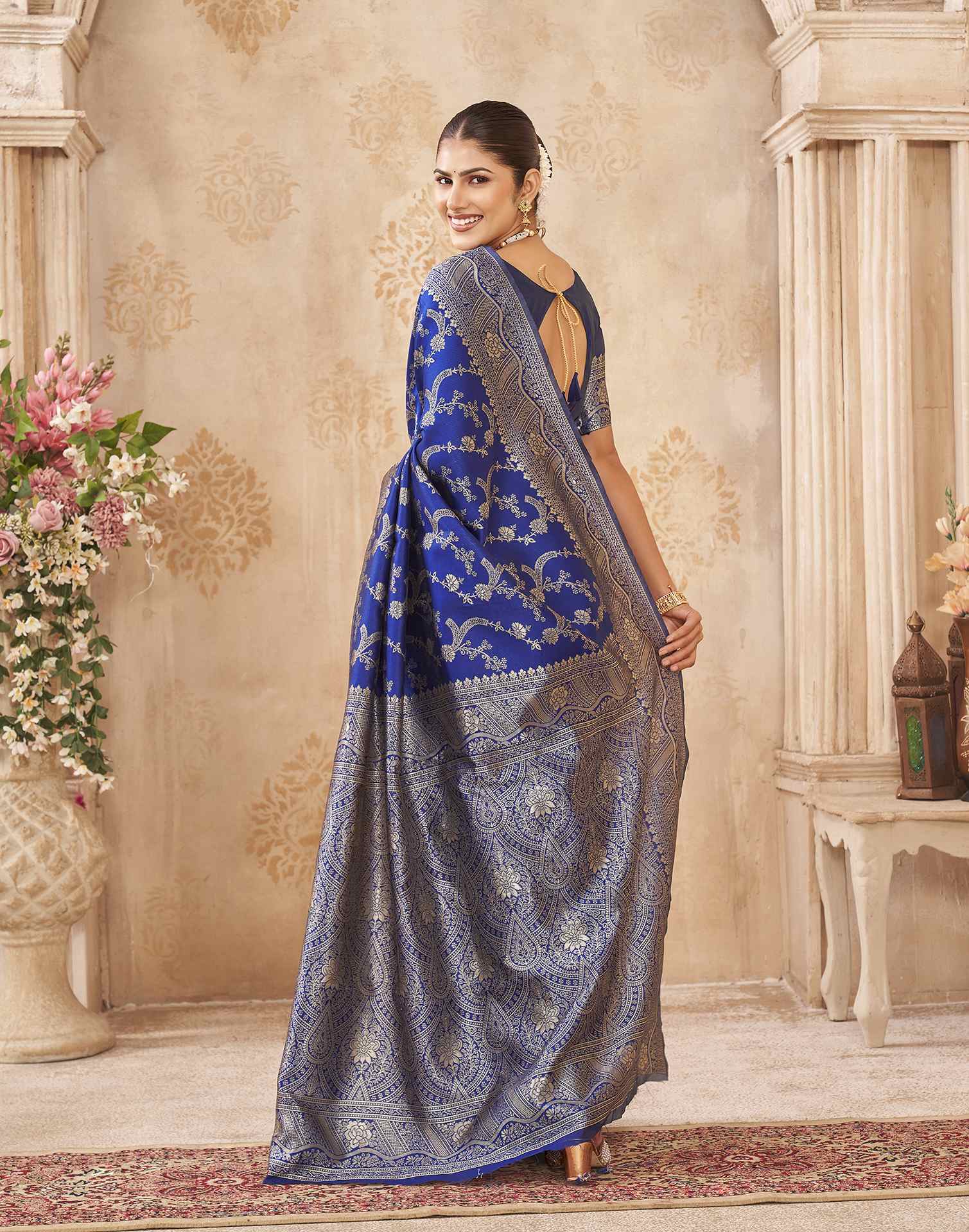 Royal Blue Silk Woven Banarasi Saree