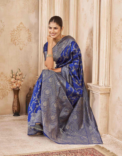 Royal Blue Silk Woven Banarasi Saree