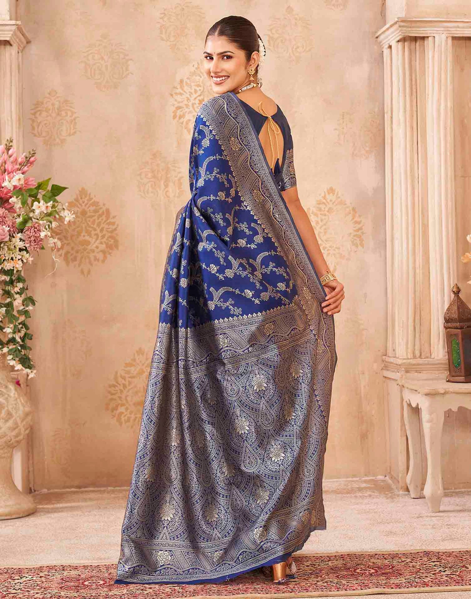 Royal Blue Silk Woven Banarasi Saree
