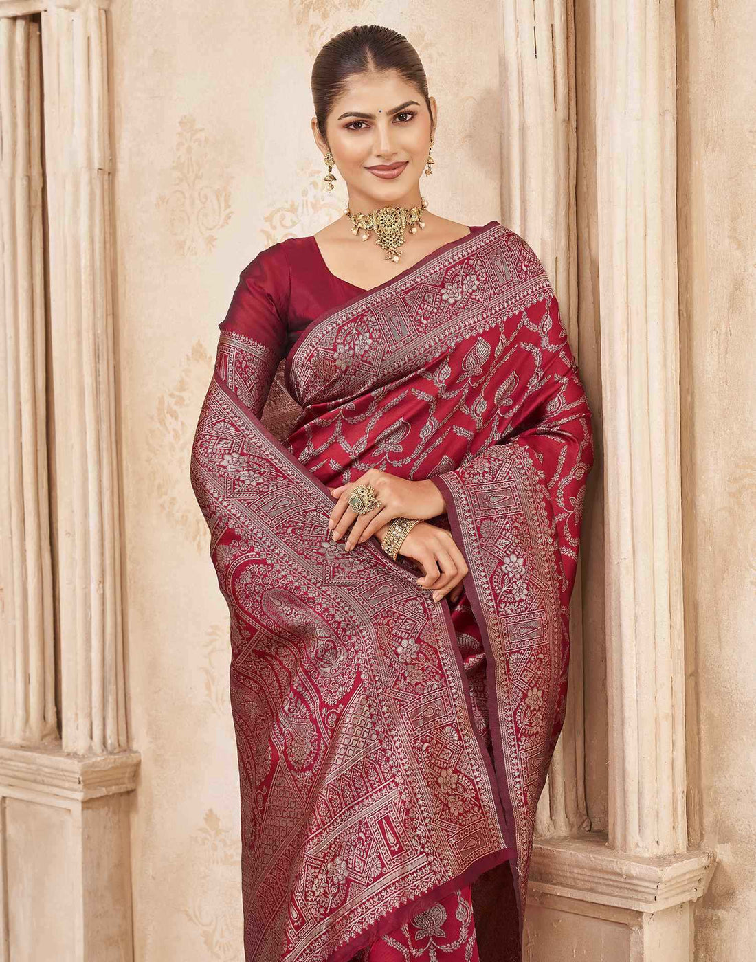 Red Silk Woven Banarasi Saree