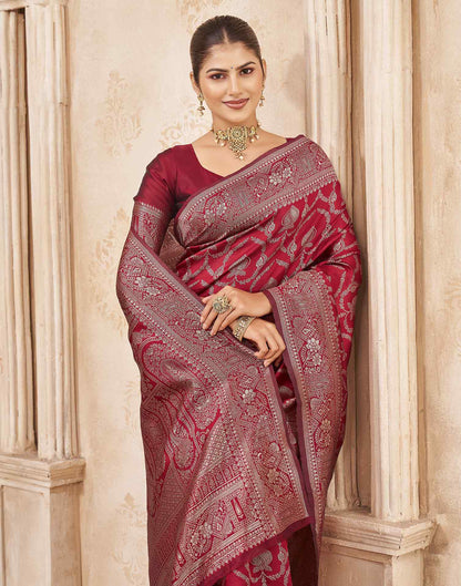 Red Silk Woven Banarasi Saree
