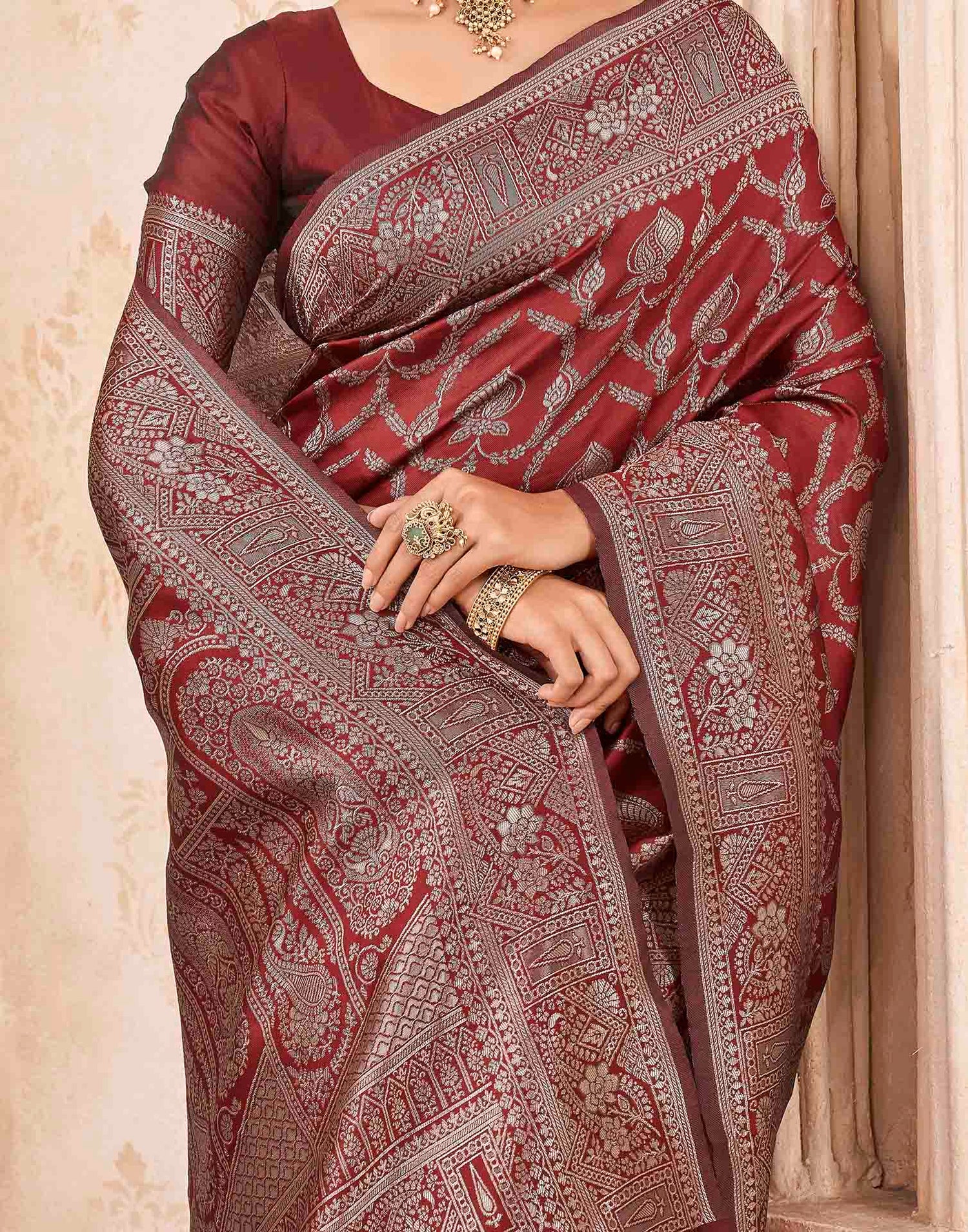 Red Silk Woven Banarasi Saree