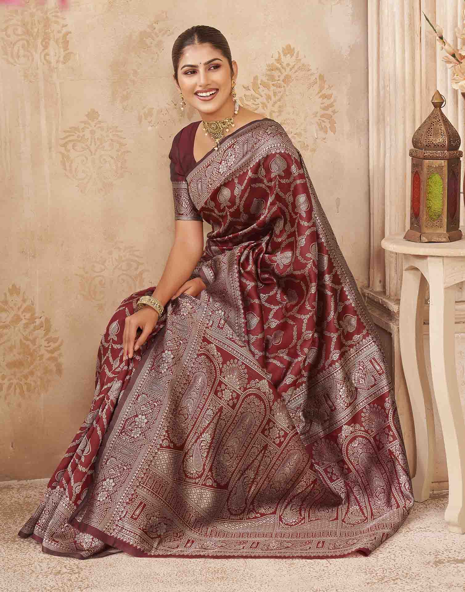 Red Silk Woven Banarasi Saree
