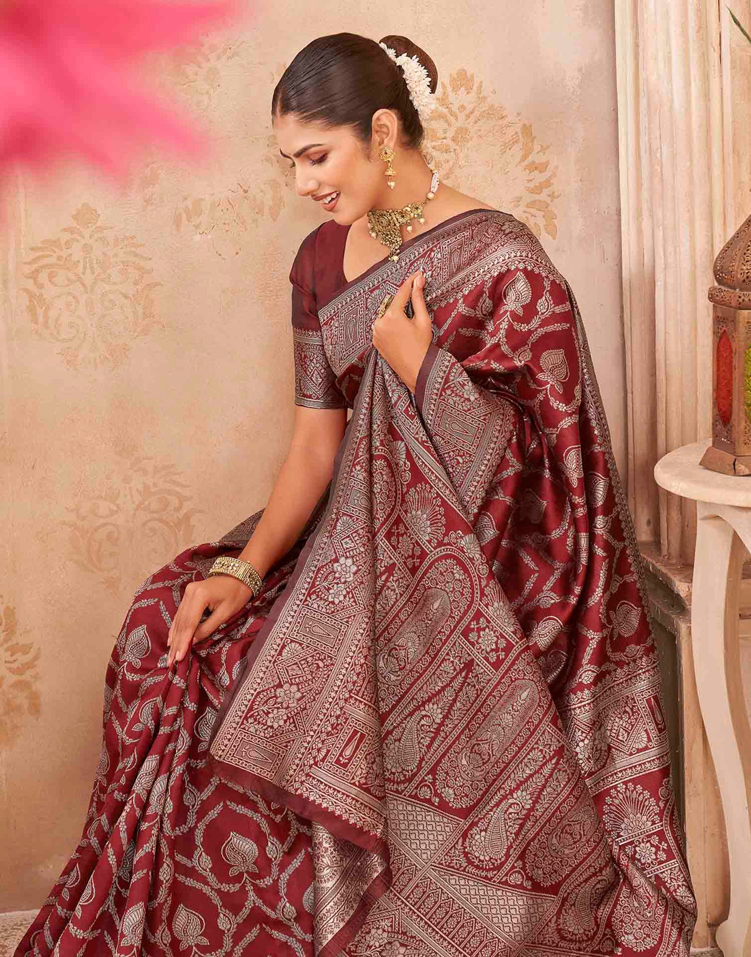 Red Silk Woven Banarasi Saree
