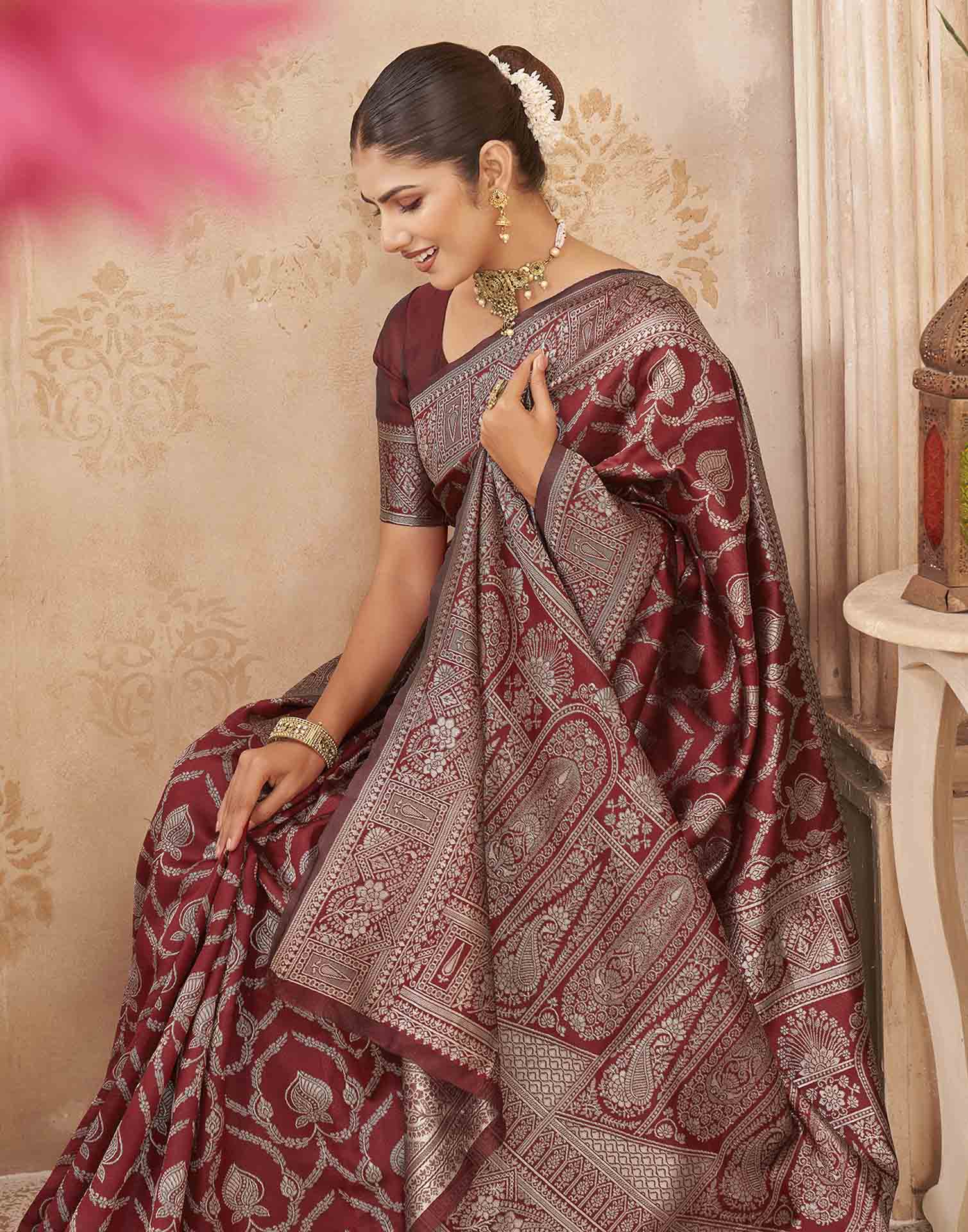 Red Silk Woven Banarasi Saree