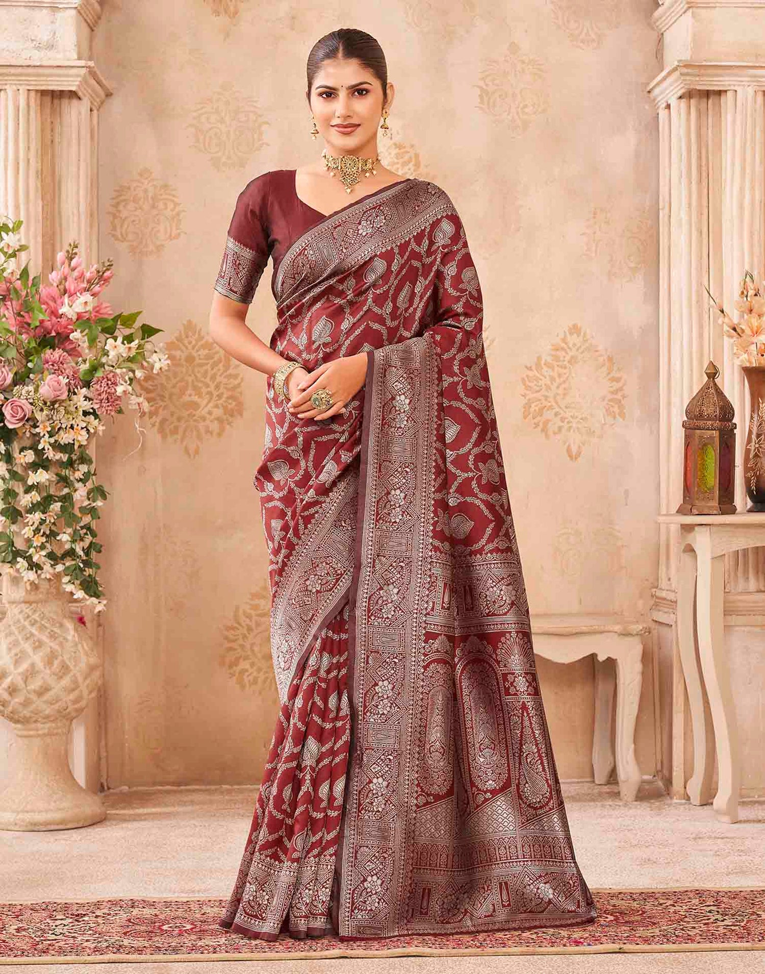 Red Silk Woven Banarasi Saree