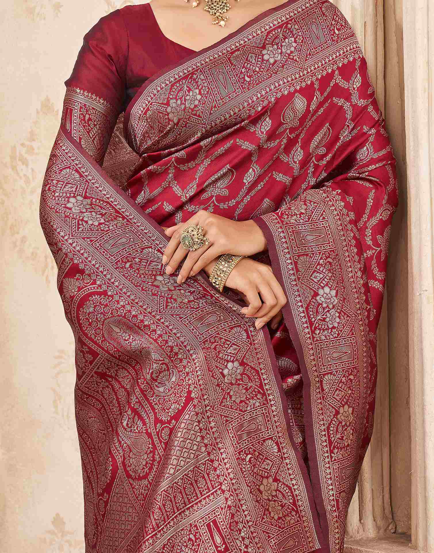 Red Silk Woven Banarasi Saree