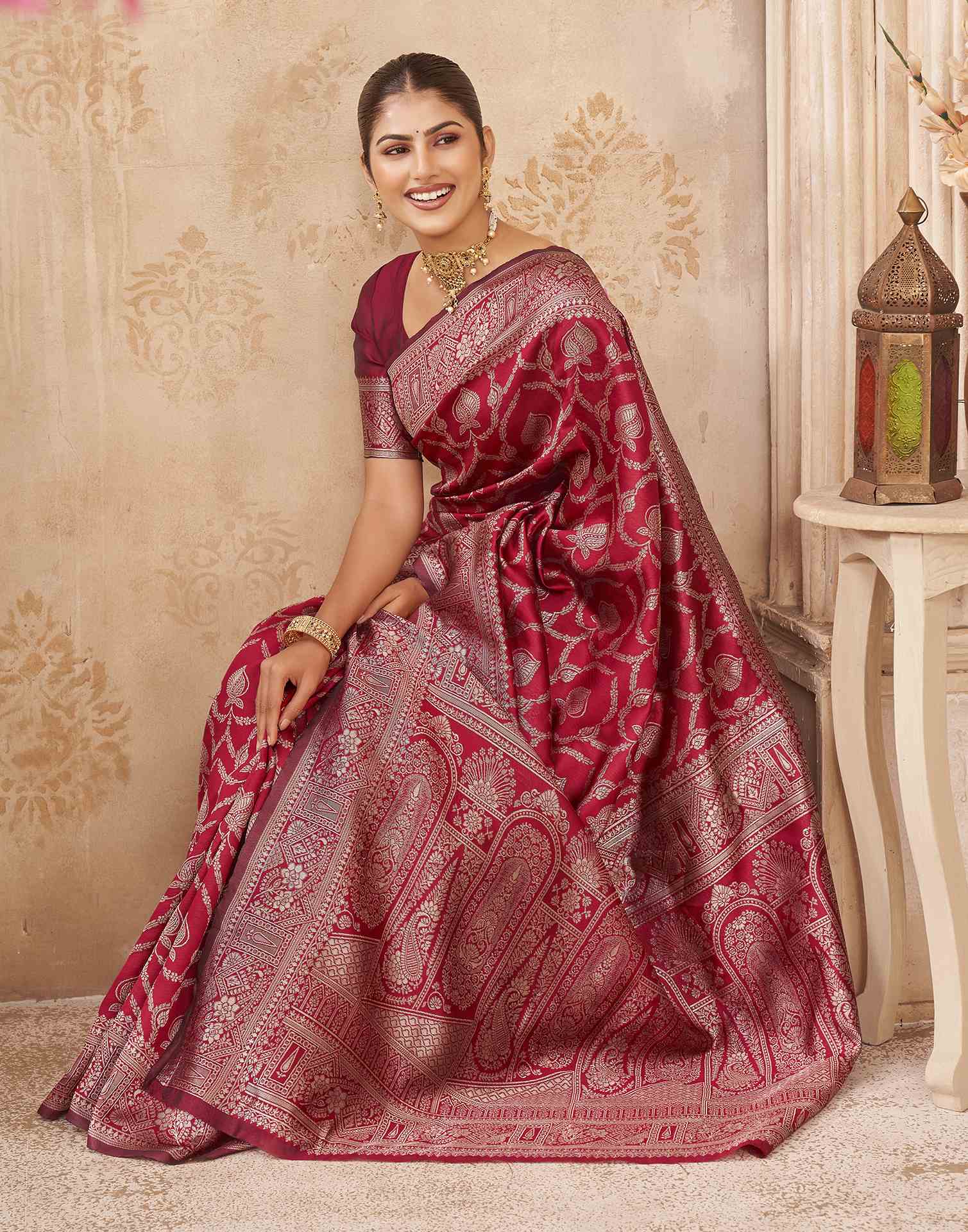 Red Silk Woven Banarasi Saree