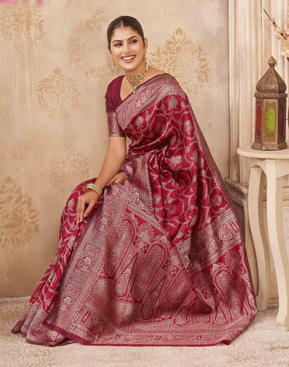 Red Silk Woven Banarasi Saree