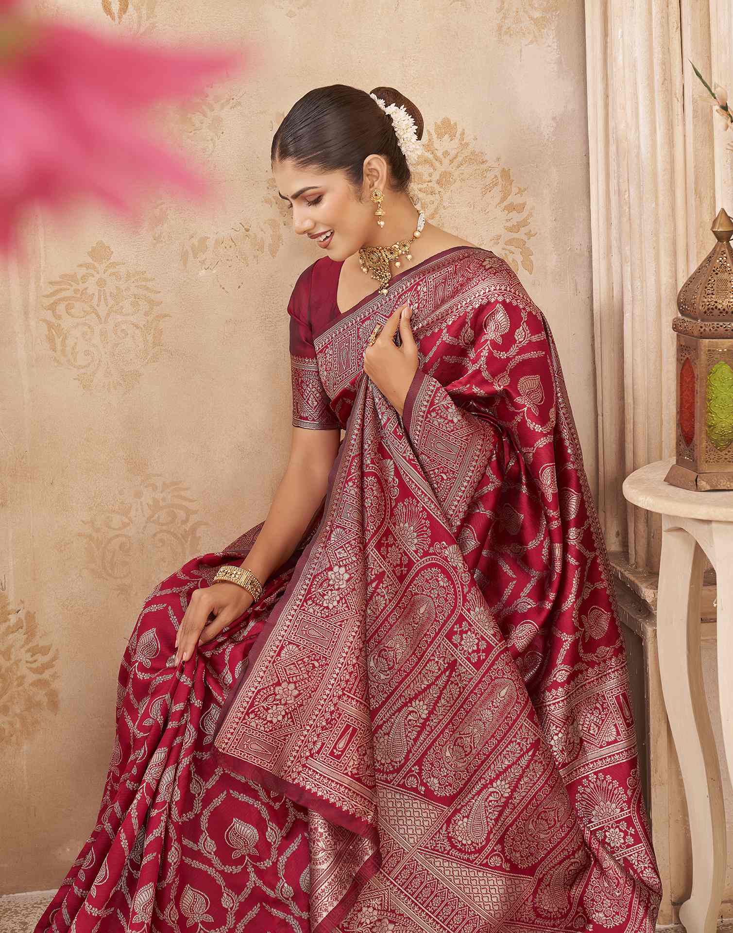 Red Silk Woven Banarasi Saree