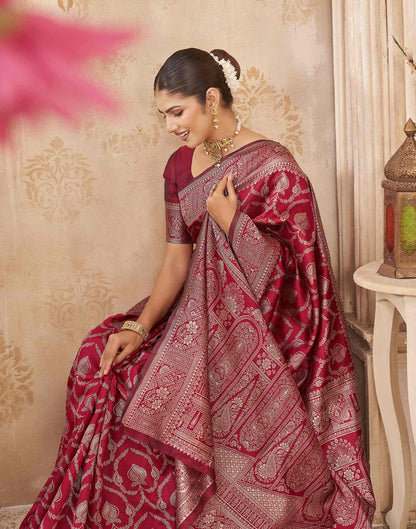 Red Silk Woven Banarasi Saree
