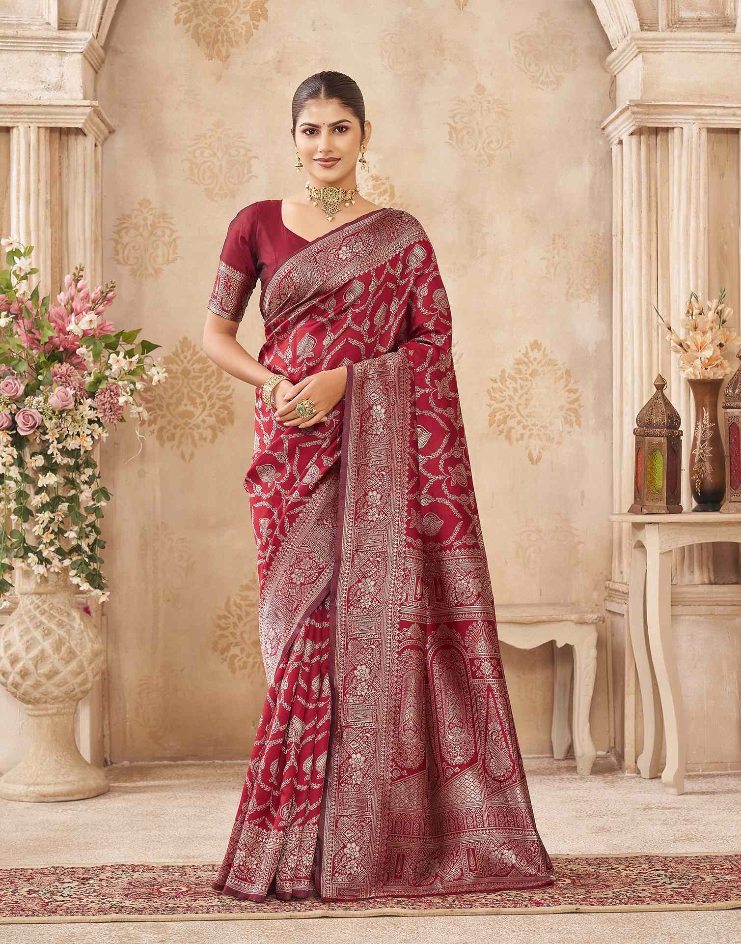 Red Silk Woven Banarasi Saree