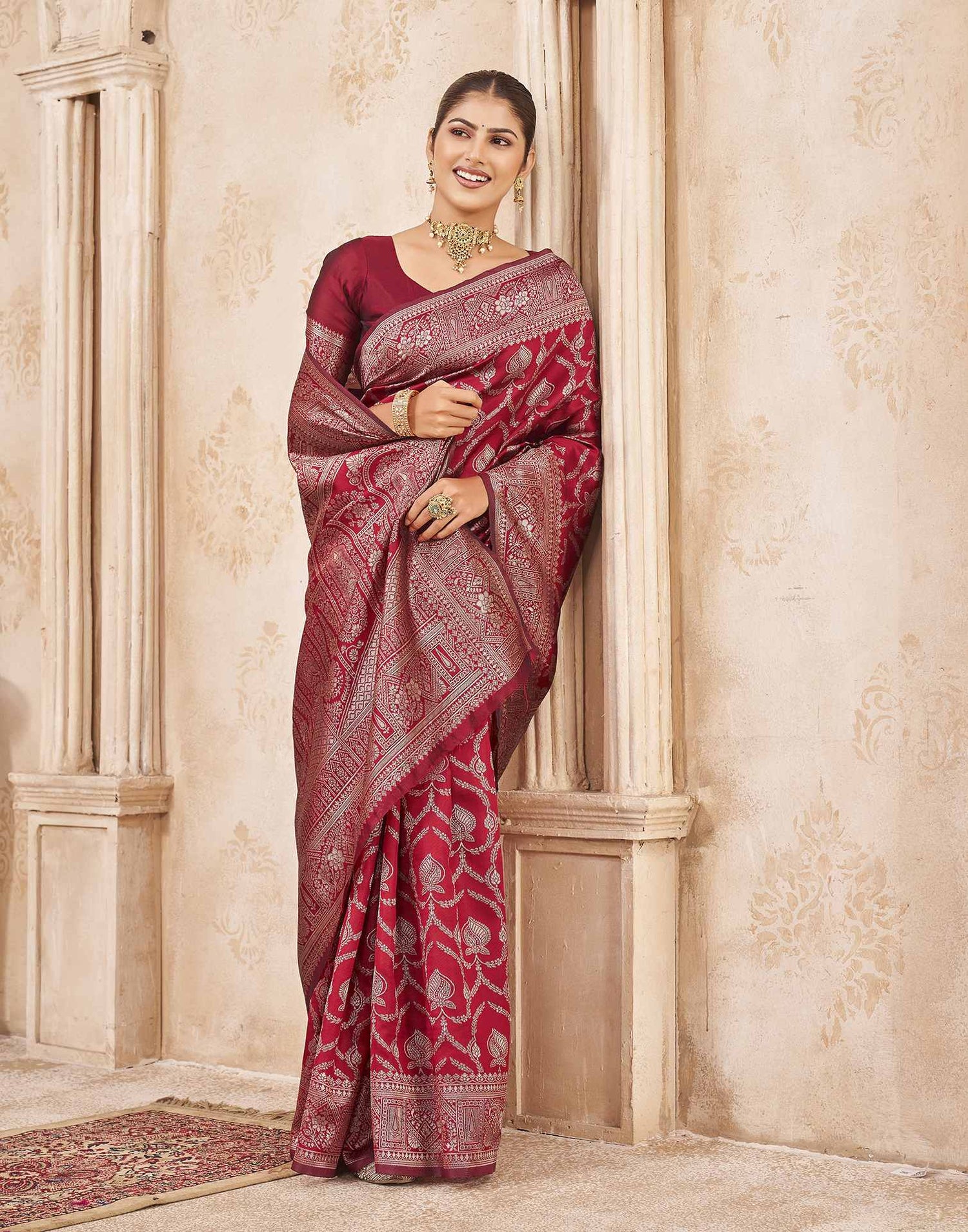 Red Silk Woven Banarasi Saree