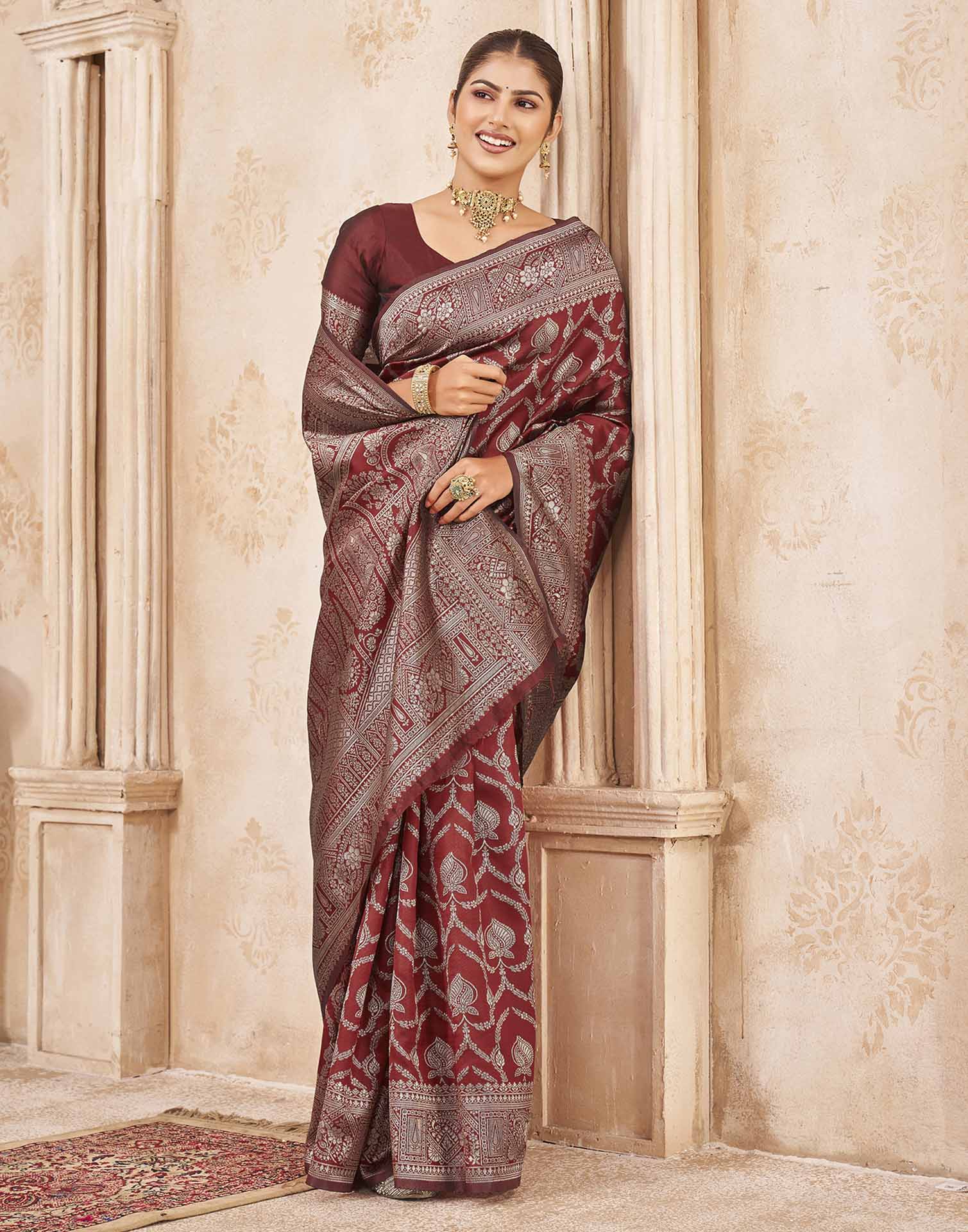 Red Silk Woven Banarasi Saree