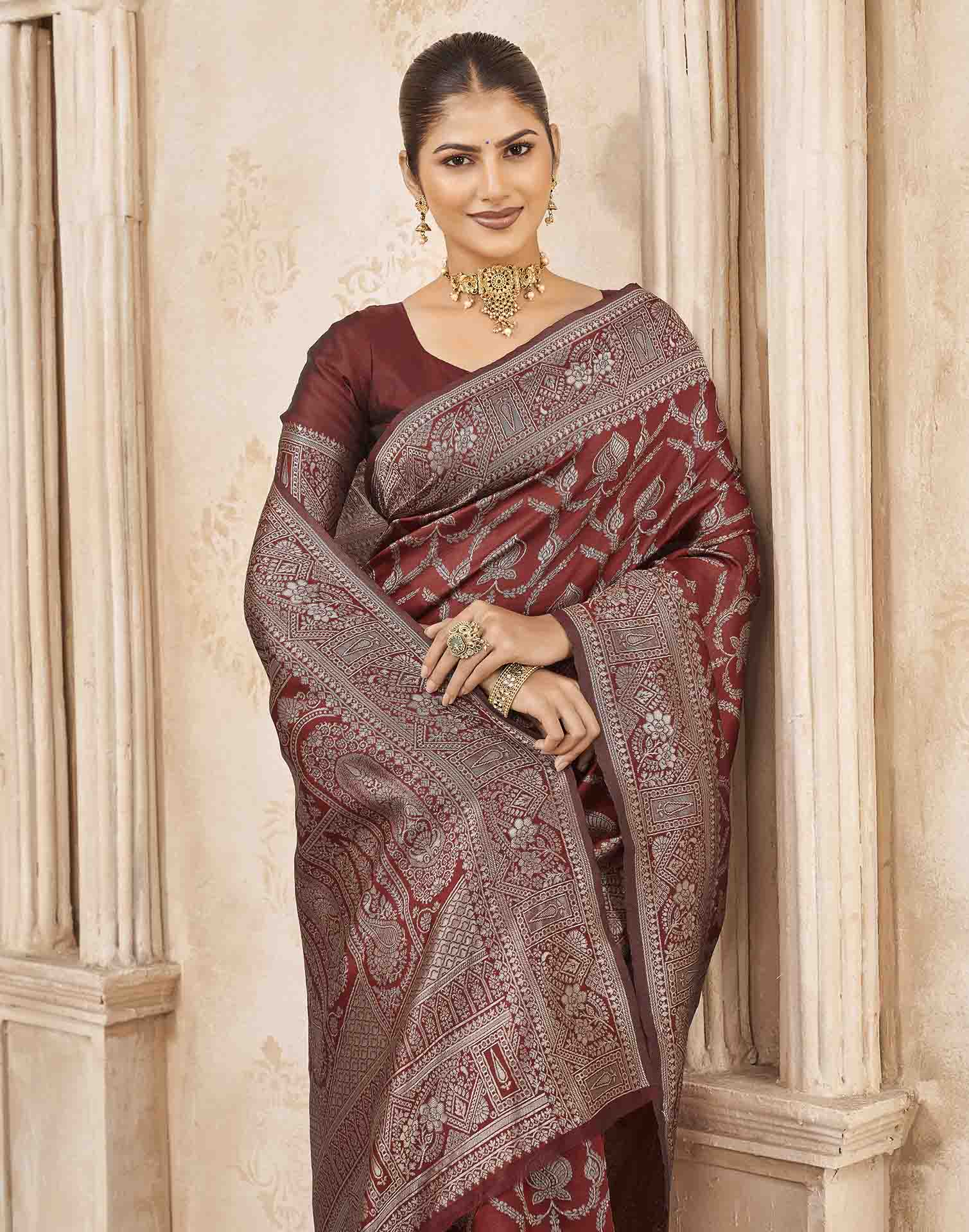 Red Silk Woven Banarasi Saree